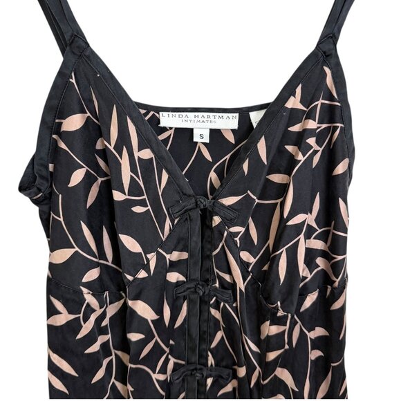 Vintage Linda Hartman Silk Floral Mini Slip Dress Black S Y2K Fairy Grunge - Picture 3 of 6